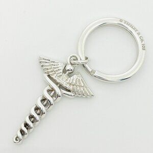 Tiffany & Co Caduceus Key Ring in Sterling Silver Doctor Keyring Keychain